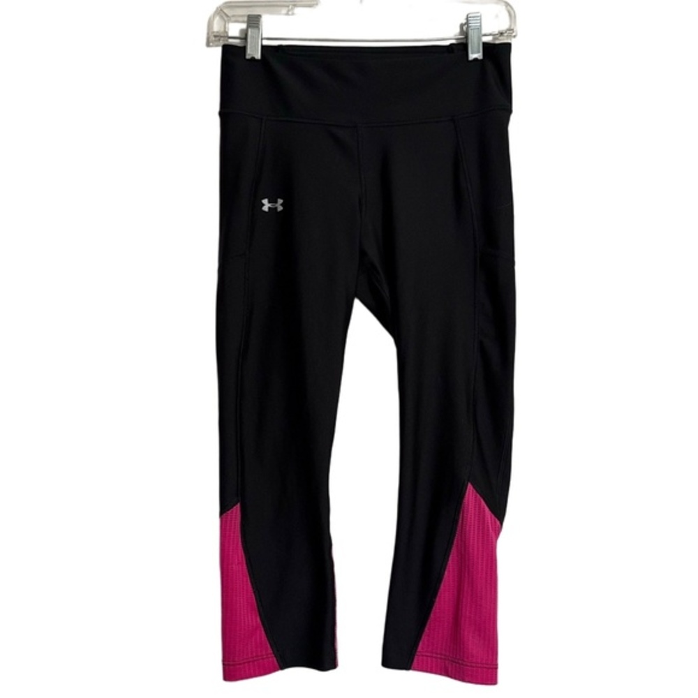 Under‎ Armour Black Pink Capri Athletic Logo Performance Stretch